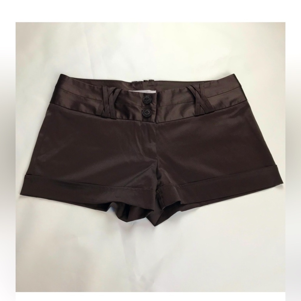 BROWN SATIN SHORTS